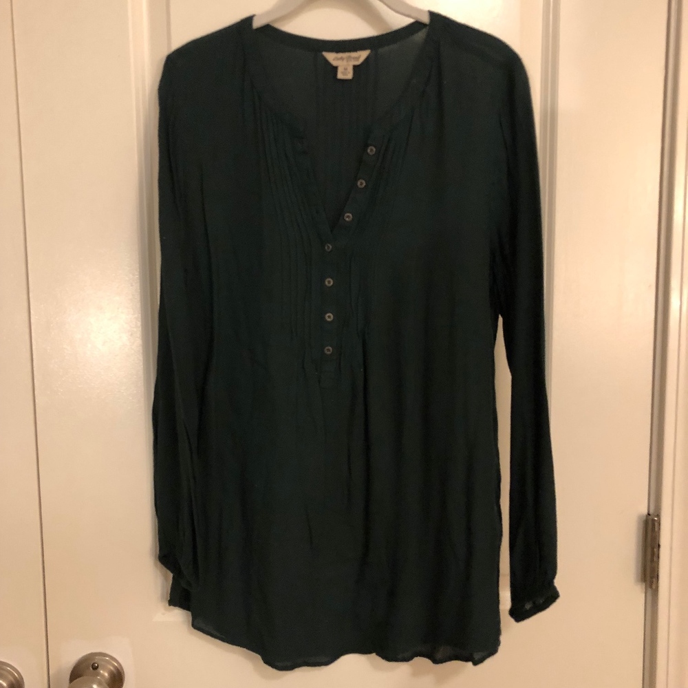 Lucky Brand Emerald Green Button Blouse